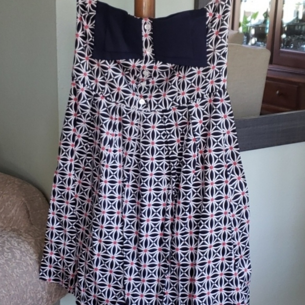 Trina Turk retro strapless dress red whit blue